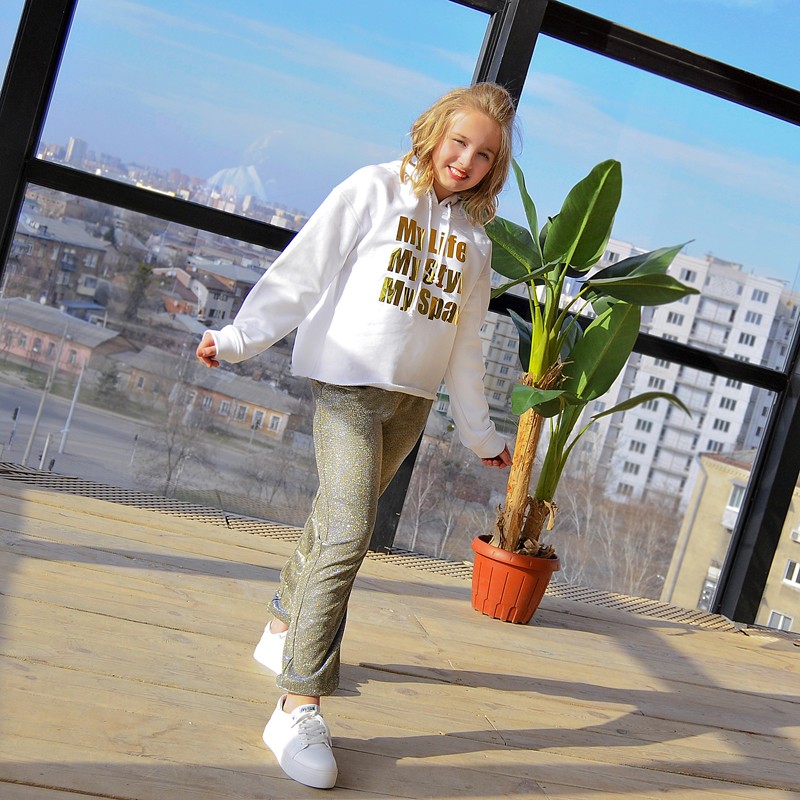 Толстовка-худи белая My Life My Style My Space